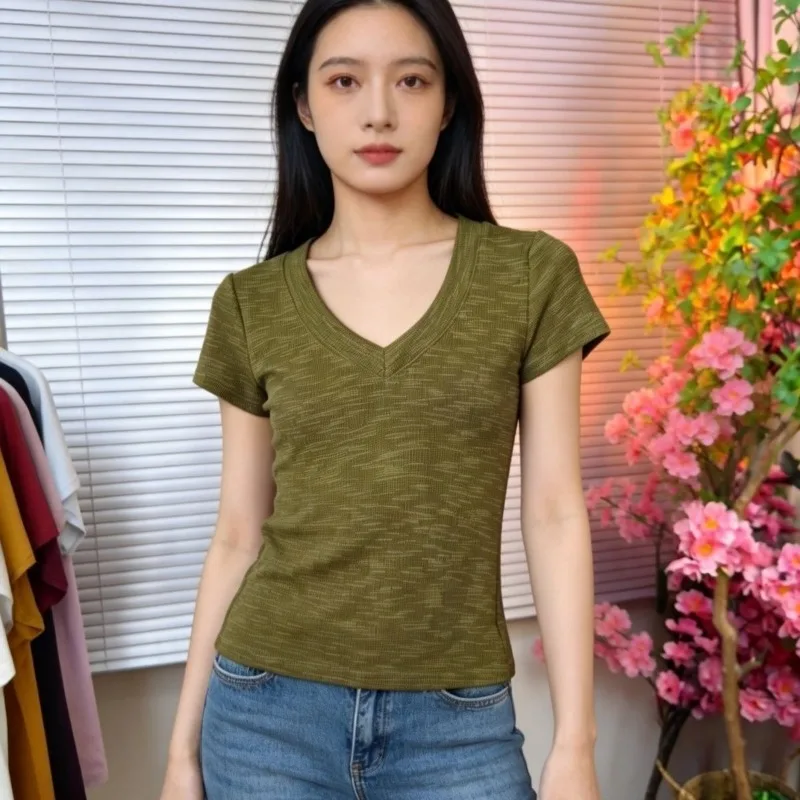Women's Ribbed V-Neck Short Sleeve T-Shirt Slim Fit Casual Summer Top
Women's Ribbed V-Neck Short Sleeve T-Shirt Slim Fit Casual Summer Top