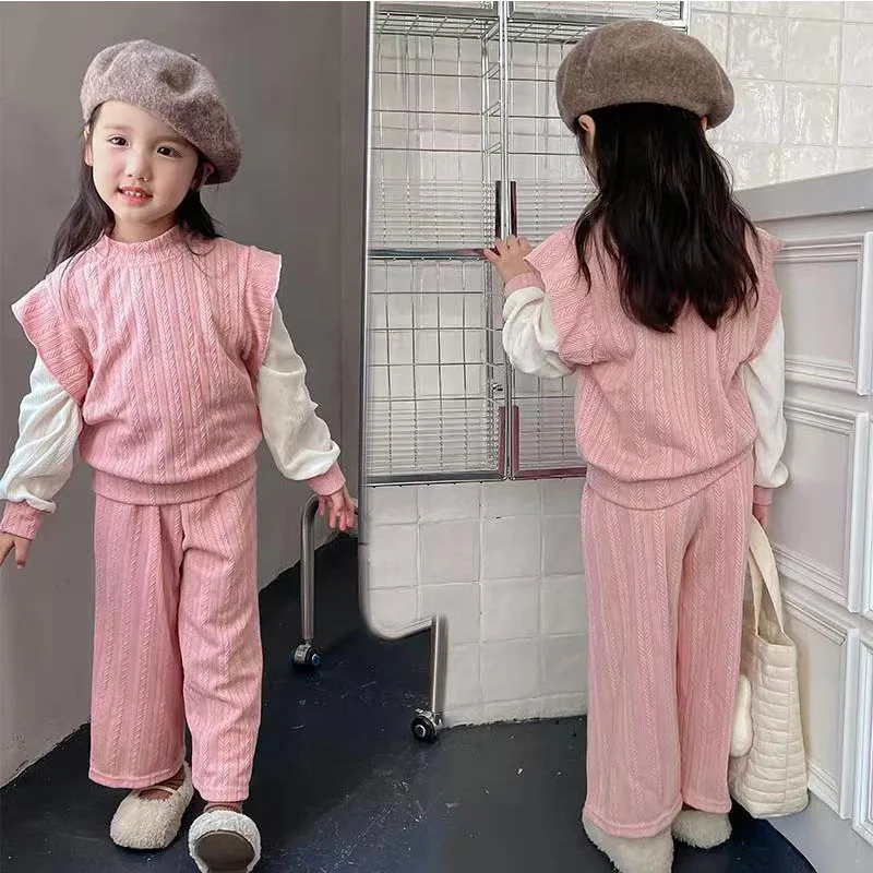 New Children's Fashion Sets Girls Cute Round Neck Solid Color Suit Spring Autumn Kids Casual Tops Wide-Legged Pants 2Pcs 2-10Y
New Children's Fashion Sets Girls Cute Round Neck Solid Color Suit Spring Autumn Kids Casual Tops Wide-Legged Pants 2Pcs 2-10Y