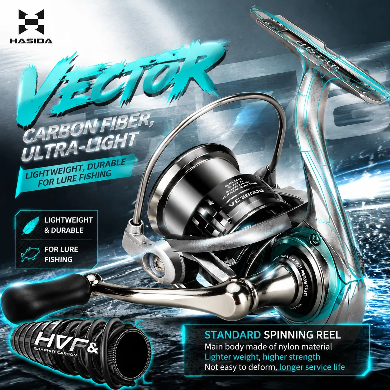 HASIDA Vector Spinning Reel 5.2:1 High Speed 6+1 Bearings 5KG Max Drag Light Carbon Body Smooth Casting Reel for Bass Trout Fish
HASIDA Vector Spinning Reel 5.2:1 High Speed 6+1 Bearings 5KG Max Drag Light Carbon Body Smooth Casting Reel for Bass Trout Fish