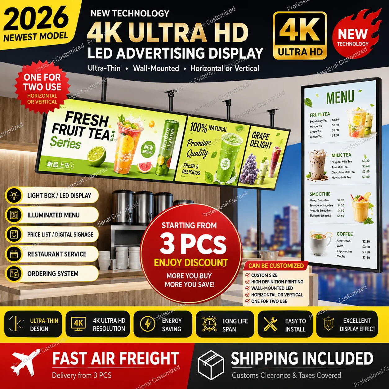 Advertising board LED customized ultra-thin border TV menu advertising light box
Advertising board LED customized ultra-thin border TV menu advertising light box