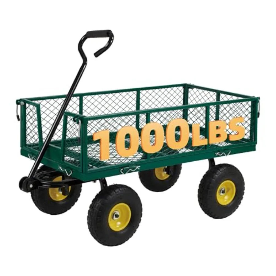 Heavy Duty 1000 Lbs Capacity Mesh Steel Garden Cart for Outdoor Yard Lawn Green Use Gray Folding Utility Wagon with Removable S
Heavy Duty 1000 Lbs Capacity Mesh Steel Garden Cart for Outdoor Yard Lawn Green Use Gray Folding Utility Wagon with Removable S