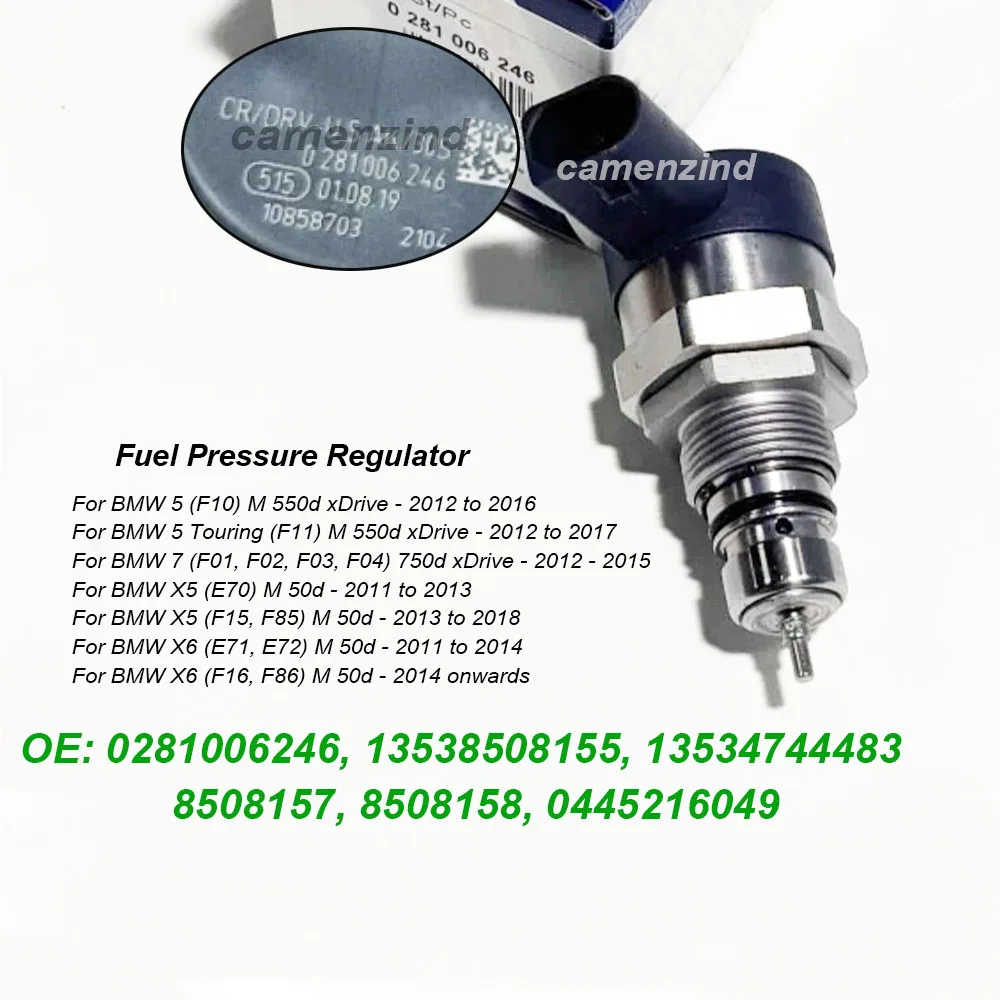 0281006246 High Quality Fuel Rail Pressure Regulator For BMW 5 7 X5 X6 M 50d13538508155, 13534744483 8508157 8508158 0445216049
0281006246 High Quality Fuel Rail Pressure Regulator For BMW 5 7 X5 X6 M 50d13538508155, 13534744483 8508157 8508158 0445216049