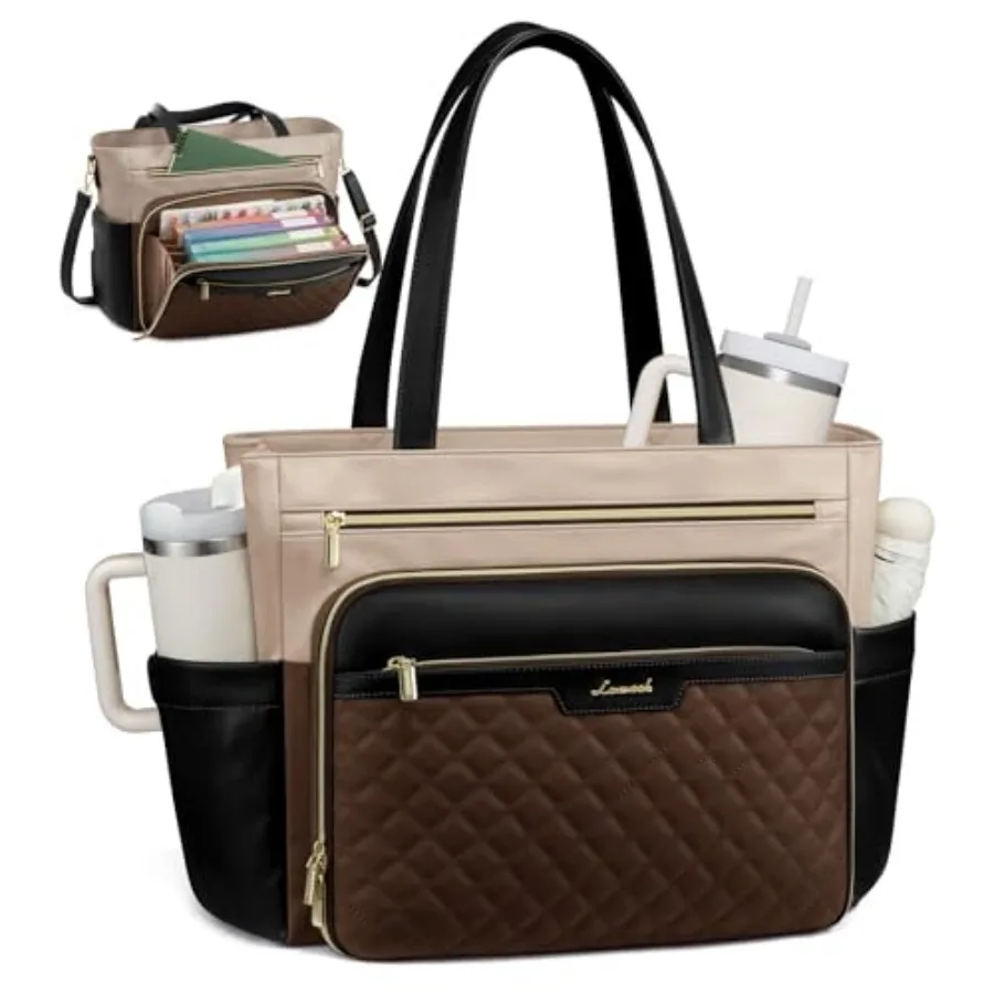 LOVEVOOK Teacher Tote Bag with Accordion File Pocket, Soft PU Leather Work Briefcase Quilted Laptop Bag with Large Cup Holder
LOVEVOOK Teacher Tote Bag with Accordion File Pocket, Soft PU Leather Work Briefcase Quilted Laptop Bag with Large Cup Holder