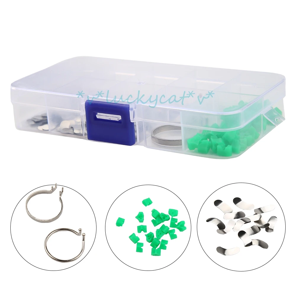 100Pcs/box Dental Sectional Contoured Matrices Matrix Ring with 40Pcs Silicon Rubber Elastic Wedges dental Tool new durable
100Pcs/box Dental Sectional Contoured Matrices Matrix Ring with 40Pcs Silicon Rubber Elastic Wedges dental Tool new durable