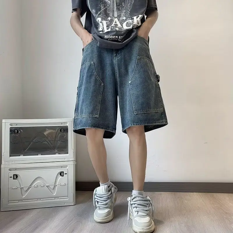 Mens Multi Pocket Stitch Decor Loose Wide Leg Denim Cargo Shorts
Mens Multi Pocket Stitch Decor Loose Wide Leg Denim Cargo Shorts