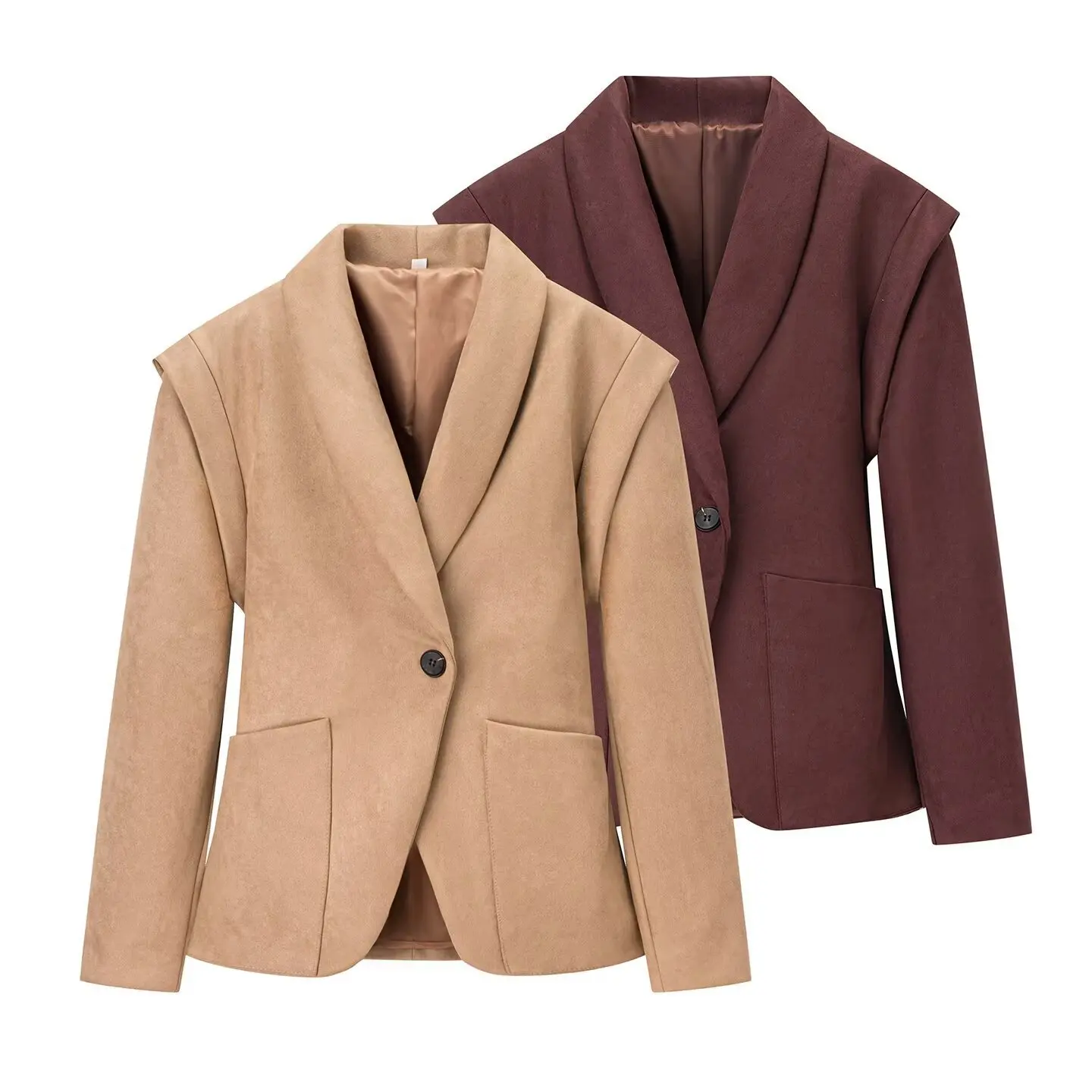 Cross-border European and American women's clothing 2025 autumn V-neck suede one-button design vest suit jacket
Cross-border European and American women's clothing 2025 autumn V-neck suede one-button design vest suit jacket