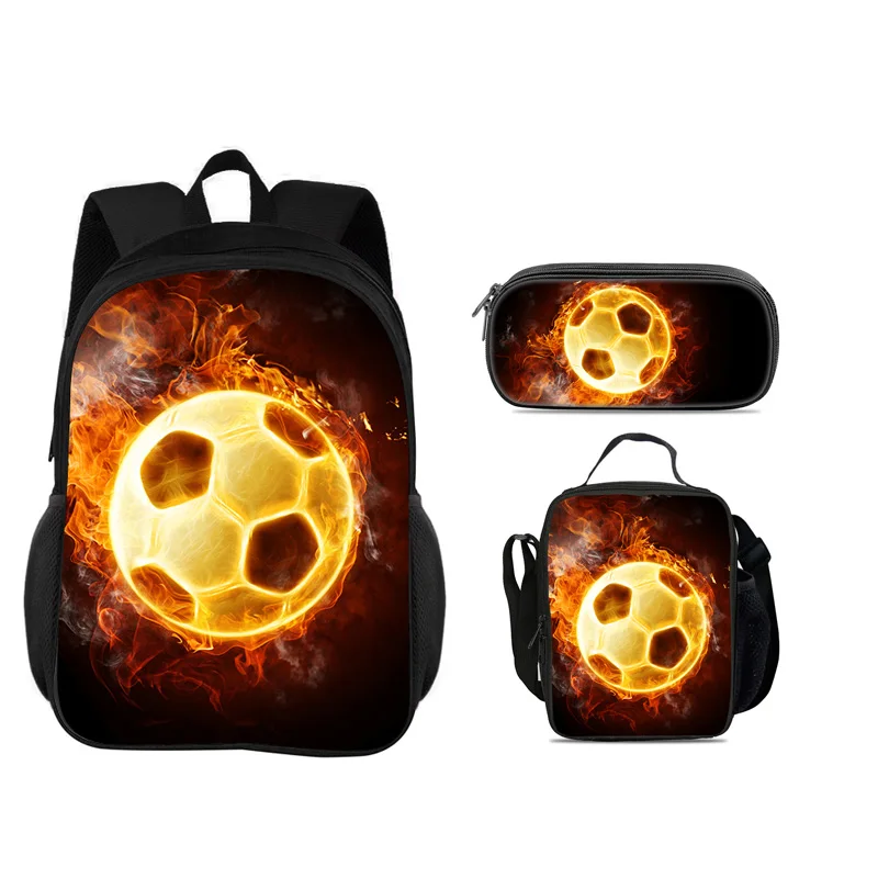 Soccer backpack, pencil case, ice pack, 3Pcs Set, new football print, best partner for male and female students going to school
Soccer backpack, pencil case, ice pack, 3Pcs Set, new football print, best partner for male and female students going to school