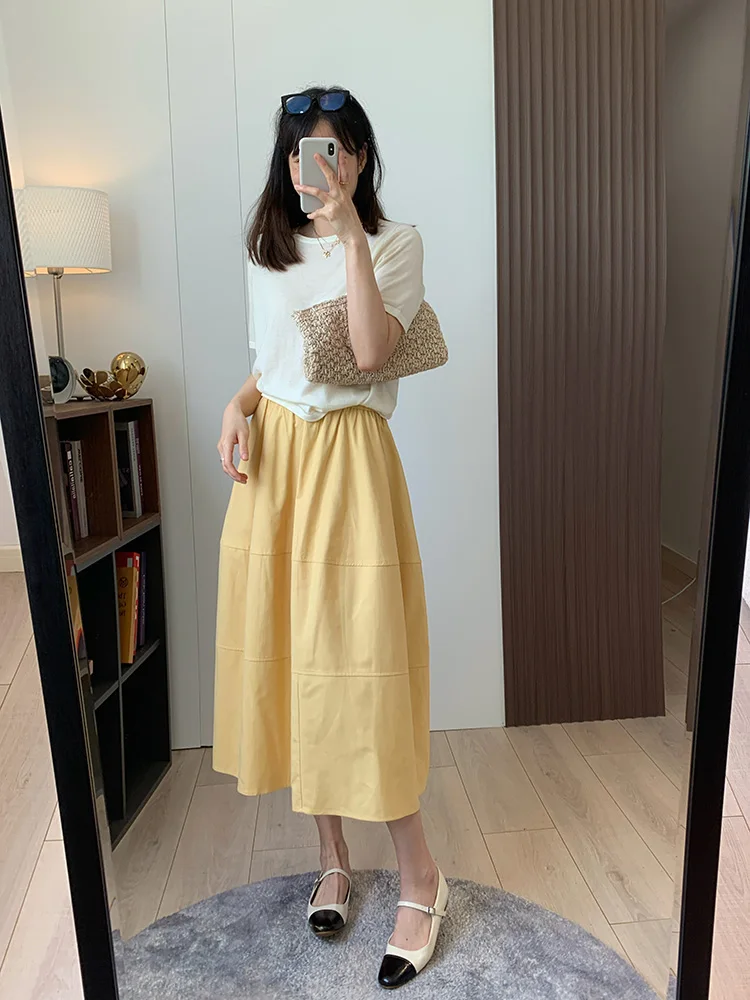 Юбка миди А-силуэта с высокой талией, оборками по низу, эластичным поясом, из лиоцелла Lenzing и хлопка, с 3D-текстурой, женская модная коллекция Весна
Юбка миди А-силуэта с высокой талией, оборками по низу, эластичным поясом, из лиоцелла Lenzing и хлопка, с 3D-текстурой, женская модная коллекция Весна