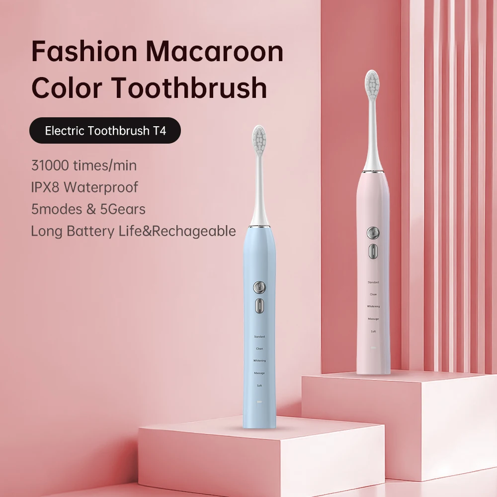 Electric Toothbrush T4 Fashion Macaroon Color Toothbrush ReChargable Sonic Electric Toothbrush 25 Gears Waterproof For Adults
Electric Toothbrush T4 Fashion Macaroon Color Toothbrush ReChargable Sonic Electric Toothbrush 25 Gears Waterproof For Adults