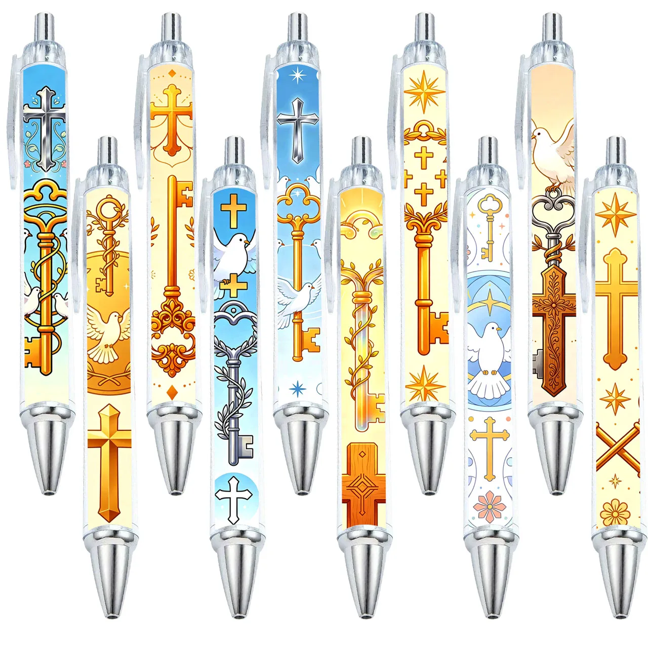10 pieces / 18 pieces creative Bible-themed roll ballpoint pens with Heaven Key pattern for office writing
10 pieces / 18 pieces creative Bible-themed roll ballpoint pens with Heaven Key pattern for office writing