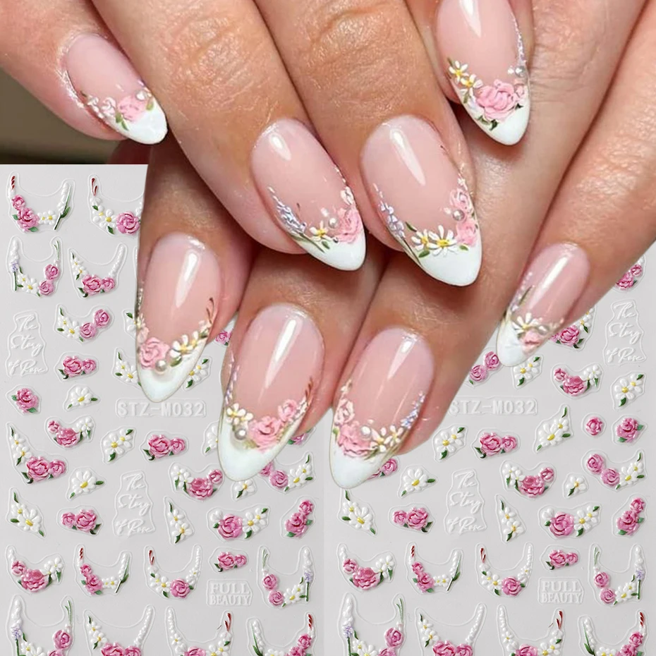 3D White Lace And Pink Rose Floral Nail Art Sticker, French Design Pink Flower Blooming Peony Nail Decals for Nail Decoration
3D White Lace And Pink Rose Floral Nail Art Sticker, French Design Pink Flower Blooming Peony Nail Decals for Nail Decoration