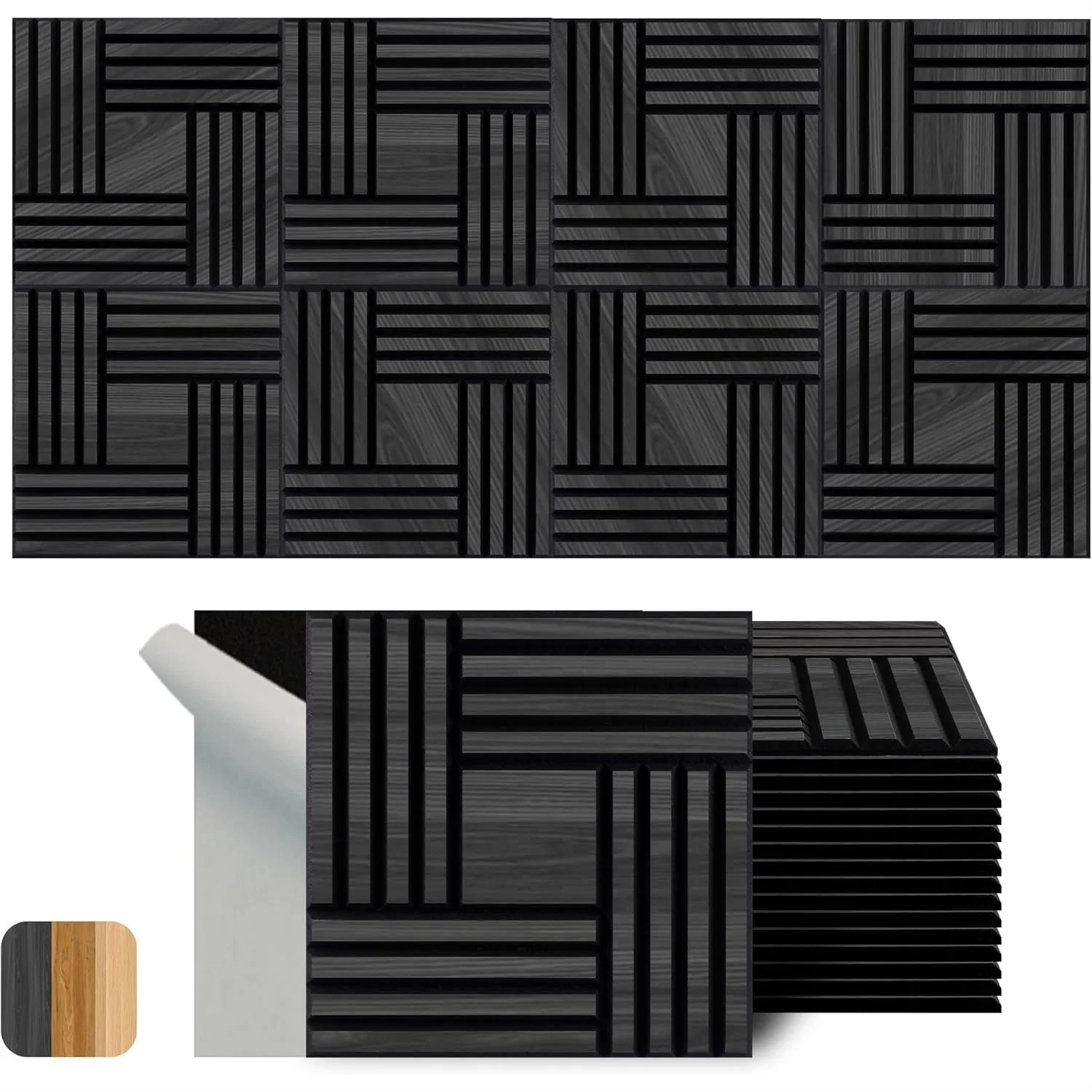 Acoustic Wall Panels 12x12 Inch, 16 Pack PVC Wood Grain Self-Adhesive Sound Proof Decor for Home Studio Office, Black Oak
Acoustic Wall Panels 12x12 Inch, 16 Pack PVC Wood Grain Self-Adhesive Sound Proof Decor for Home Studio Office, Black Oak