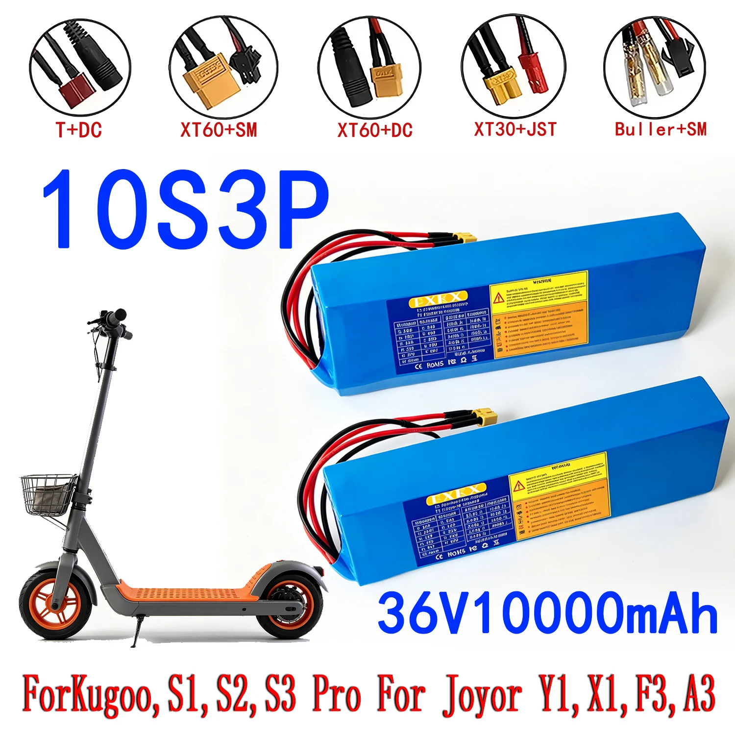 36V 10000mAh 18650 Rechargeable Lithium Battery Pack 10S3P Power Modified Bicycle Scooter Electric Vehicle with BMS+charger
36V 10000mAh 18650 Rechargeable Lithium Battery Pack 10S3P Power Modified Bicycle Scooter Electric Vehicle with BMS+charger