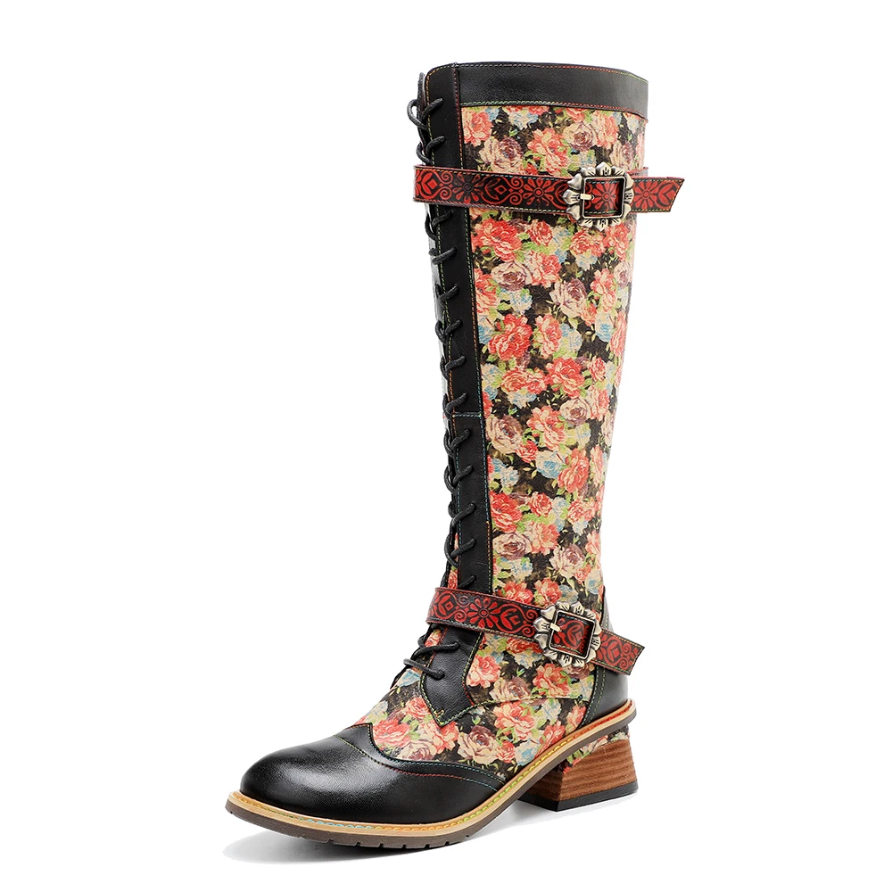 Size 42 Vintage Western Women Genuine Leather Knee-High Boots Thick High Heels Autumn Spring Shoes Woman Retro Flower Long Boots
Size 42 Vintage Western Women Genuine Leather Knee-High Boots Thick High Heels Autumn Spring Shoes Woman Retro Flower Long Boots