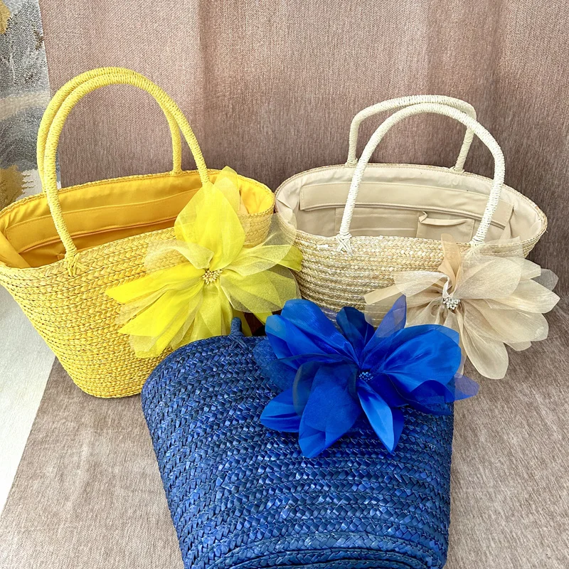 CLAREGQI Blue Straw Tote Bag with Organza Flower, Women's Summer Woven Beach Handbag Floral Decorated Raffia Basket Bag, Vibran
CLAREGQI Blue Straw Tote Bag with Organza Flower, Women's Summer Woven Beach Handbag Floral Decorated Raffia Basket Bag, Vibran