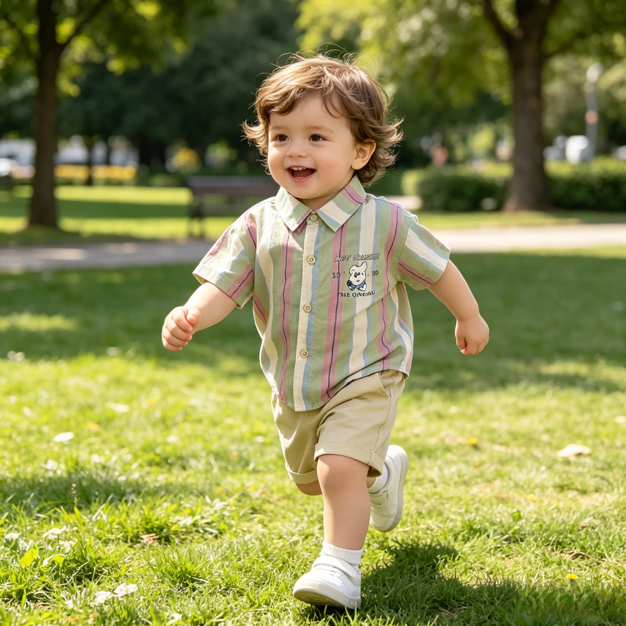Kids Striped Bear Print Shirt + Shorts Summer Two-Piece Outfit
Kids Striped Bear Print Shirt + Shorts Summer Two-Piece Outfit