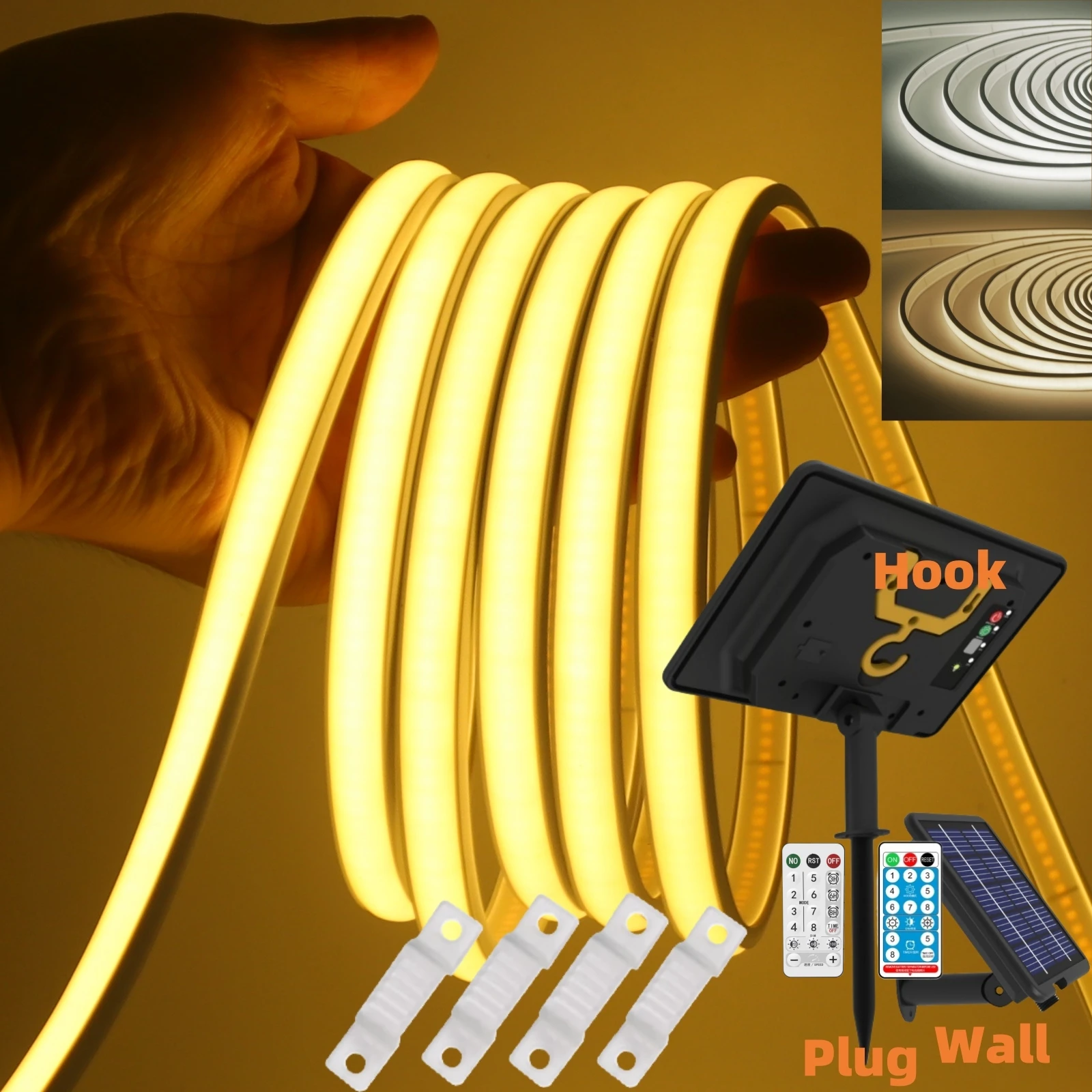 24V COB Solar Neon Light Strips with Remote Control 320LEDs/M Self-Adhesive Tape LED Diode Rope IP67 RA90 Dimmable Backlight
24V COB Solar Neon Light Strips with Remote Control 320LEDs/M Self-Adhesive Tape LED Diode Rope IP67 RA90 Dimmable Backlight