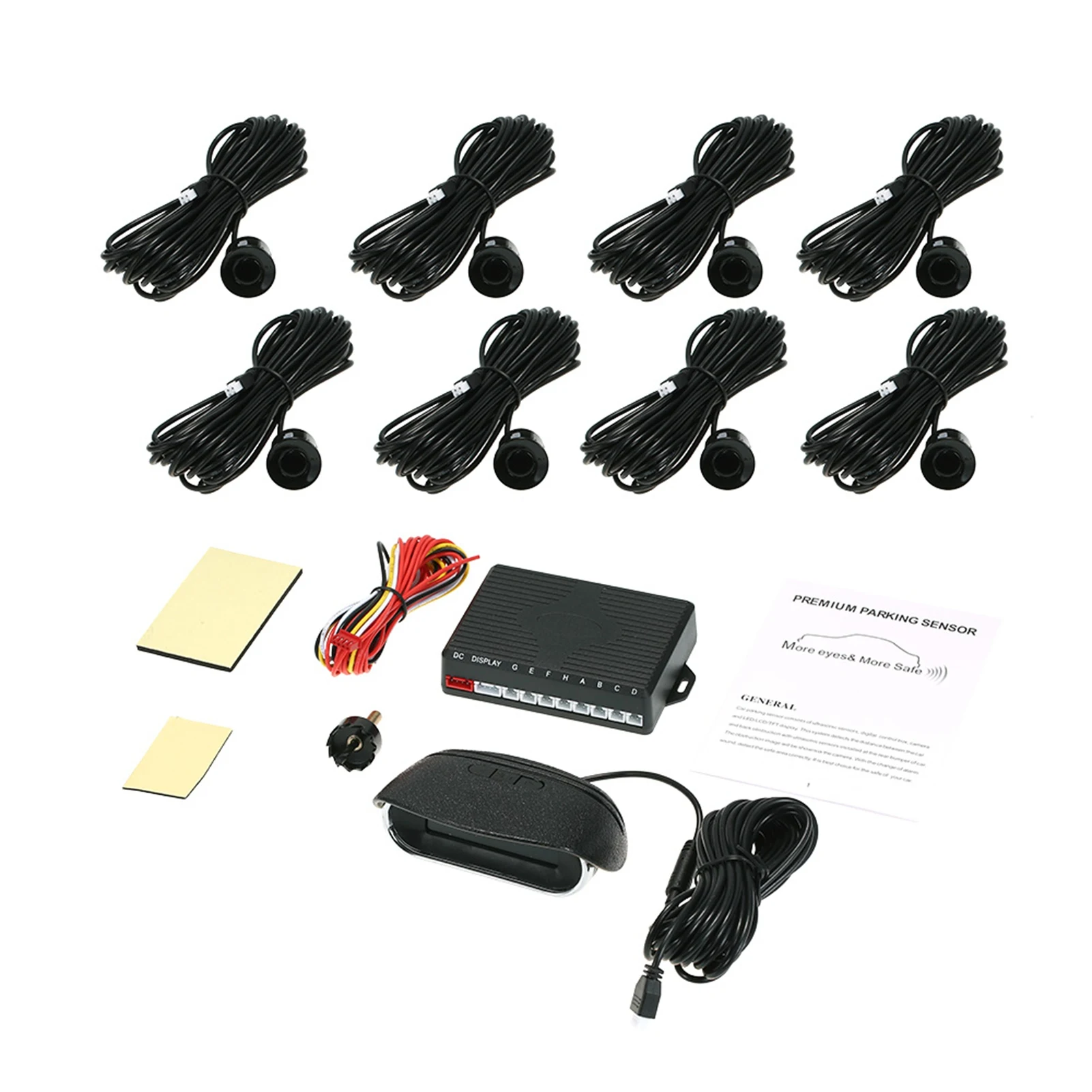 Rear parking sensor kit for cars, digital display, 3 voice control, parking assist kit with 8 parking sensors.
Rear parking sensor kit for cars, digital display, 3 voice control, parking assist kit with 8 parking sensors.