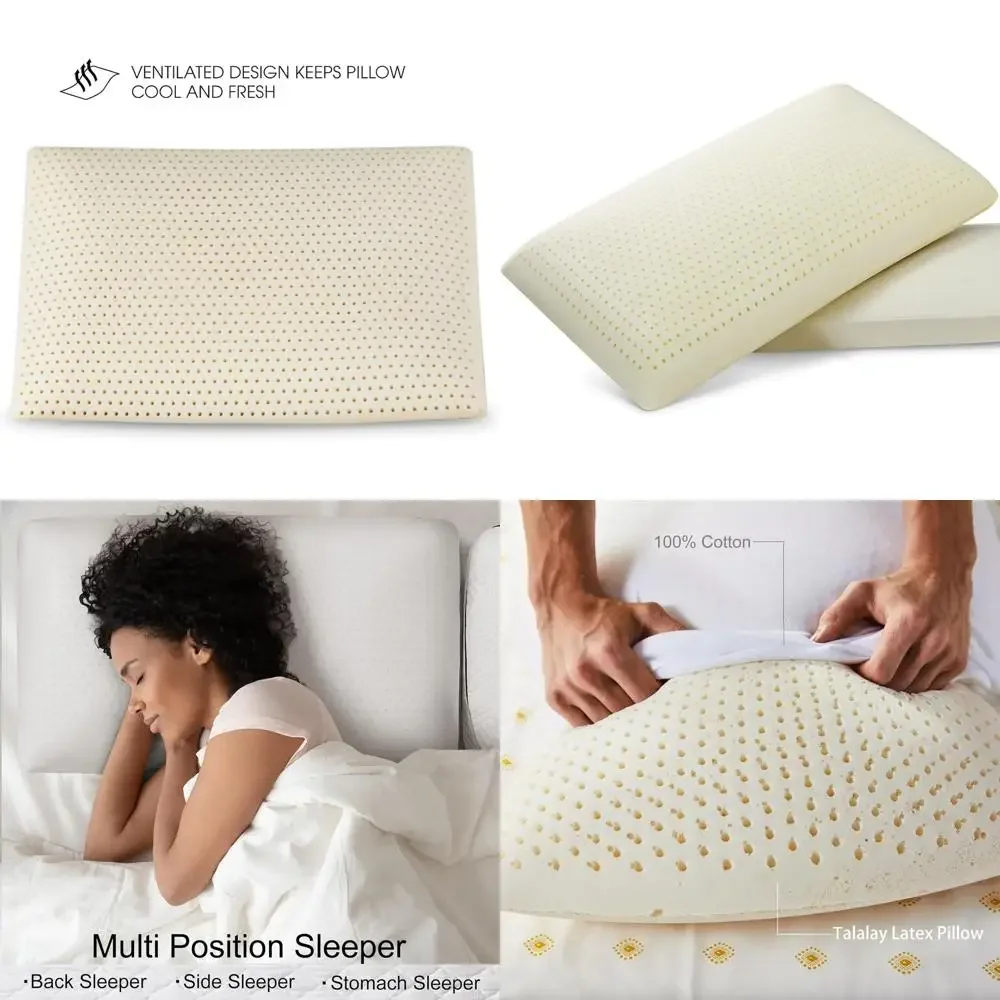 Luxury Talalay Latex Pillow - Medium Support for Side, Back, and Stomach Sleepers with Soft Foam and Removable Cotton Cover
Luxury Talalay Latex Pillow - Medium Support for Side, Back, and Stomach Sleepers with Soft Foam and Removable Cotton Cover