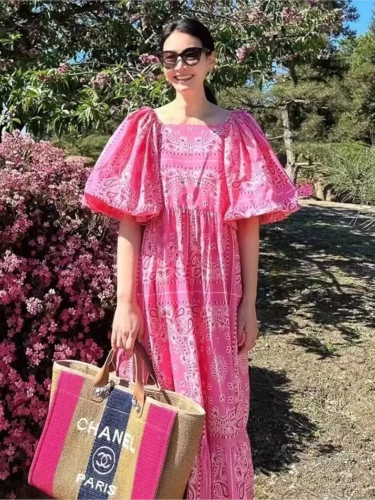 Summer Long Dress Women Vintage Floral Print Fashion Ruffle Ladies Dresses Korean Style Loose Pleated Square Collar Woman Dress
Summer Long Dress Women Vintage Floral Print Fashion Ruffle Ladies Dresses Korean Style Loose Pleated Square Collar Woman Dress