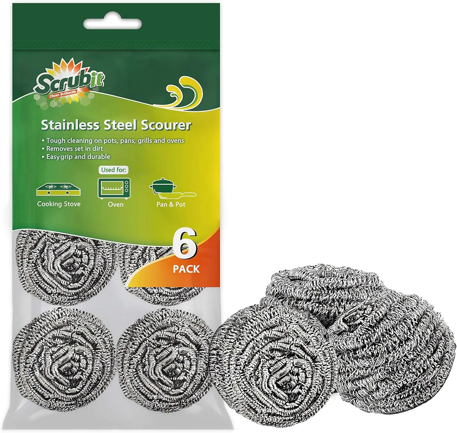 6 Pack Stainless Steel Scourers for Dishes Pots Pans Ovens Heavy Duty Kitchen Cleaning
6 Pack Stainless Steel Scourers for Dishes Pots Pans Ovens Heavy Duty Kitchen Cleaning