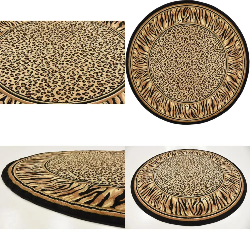 Cheetah-Inspired Bordered Wildlife Rug (8' Diameter, Ivory & Black)
Cheetah-Inspired Bordered Wildlife Rug (8' Diameter, Ivory & Black)