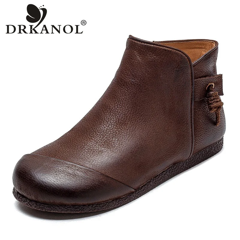 DRKANOL Handmade Retro Women Boots Autumn Genuine Cow Leather Round Toe Soft Cow-Muscle Sole Flat Ankle Boots For Women Shoes
DRKANOL Handmade Retro Women Boots Autumn Genuine Cow Leather Round Toe Soft Cow-Muscle Sole Flat Ankle Boots For Women Shoes