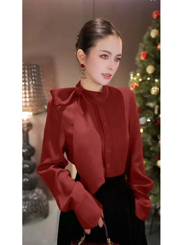 Spring 2026 round Neck Knot Splice Long Sleeve Blouse Base Shirt Flowing Sash French Style Loose Fit Polyester Fiber
Spring 2026 round Neck Knot Splice Long Sleeve Blouse Base Shirt Flowing Sash French Style Loose Fit Polyester Fiber