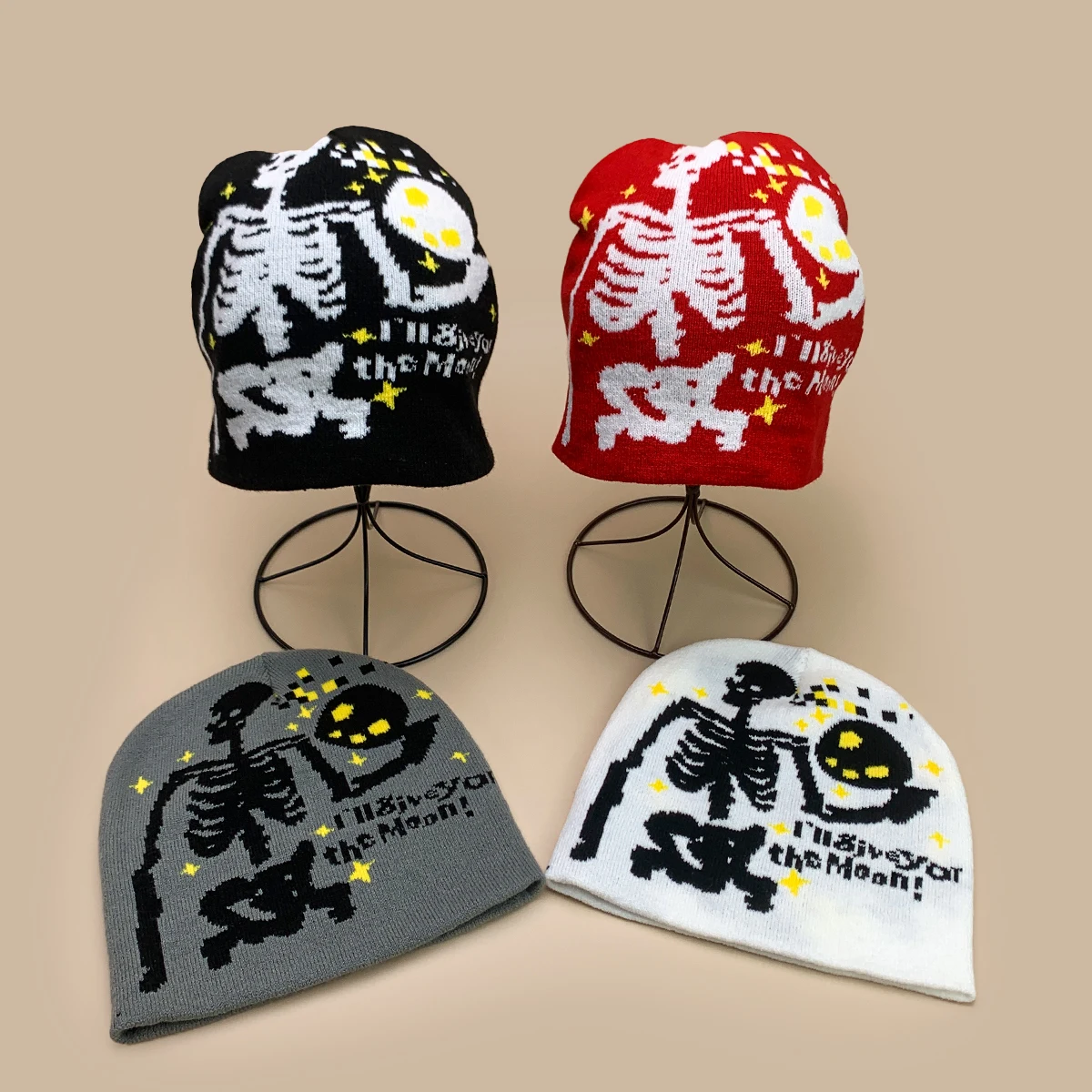 Hip Hop Skeleton Moon Letter Jacquard Knitted Hats New Men Women Color Block Warm Personal Fashion Street Versatile ins Beanies
Hip Hop Skeleton Moon Letter Jacquard Knitted Hats New Men Women Color Block Warm Personal Fashion Street Versatile ins Beanies