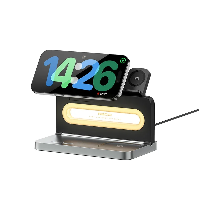 4-in-1 15W Magnetic Wireless Charger for Apple Devices, Foldable Ambient Light with Stepless Dimming, Dual-Angle Charging
4-in-1 15W Magnetic Wireless Charger for Apple Devices, Foldable Ambient Light with Stepless Dimming, Dual-Angle Charging