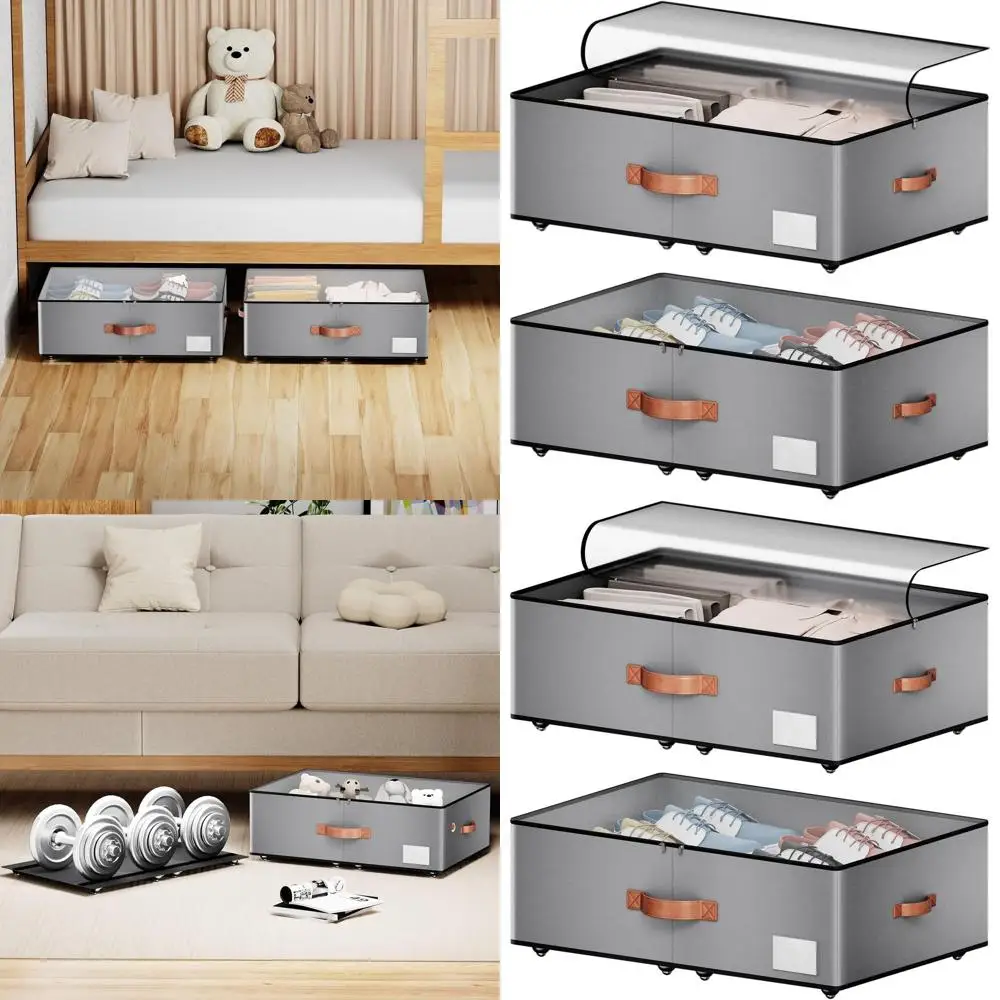 Rolling Storage Bins for Under Bed - 10 Inch Tall, Ideal for Shoes, Clothes, and Blankets
Rolling Storage Bins for Under Bed - 10 Inch Tall, Ideal for Shoes, Clothes, and Blankets