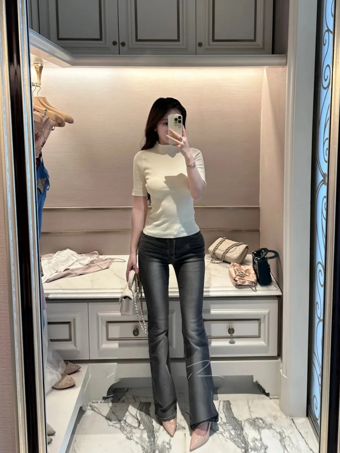 Low Waist Flared Jeans Women's Slim Fit Washed Denim Pants Korean Style Summer High Elasticity Slimming Hip Enhancing
Low Waist Flared Jeans Women's Slim Fit Washed Denim Pants Korean Style Summer High Elasticity Slimming Hip Enhancing