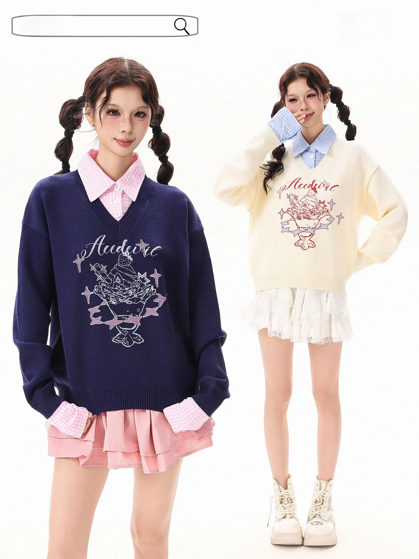 Boeax Casual Patchwork Knitwear Women's Spring New Style College Style Print Matching Fake Two-Piece Sweater Versatile Autumn
Boeax Casual Patchwork Knitwear Women's Spring New Style College Style Print Matching Fake Two-Piece Sweater Versatile Autumn