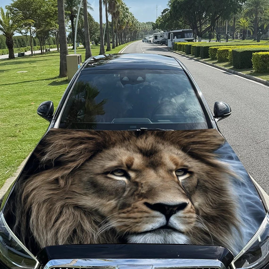 Lion face car hood wrap, fierce and majestic design. Perfect for a bold statement on your vehicle. Fits most car models.
Lion face car hood wrap, fierce and majestic design. Perfect for a bold statement on your vehicle. Fits most car models.