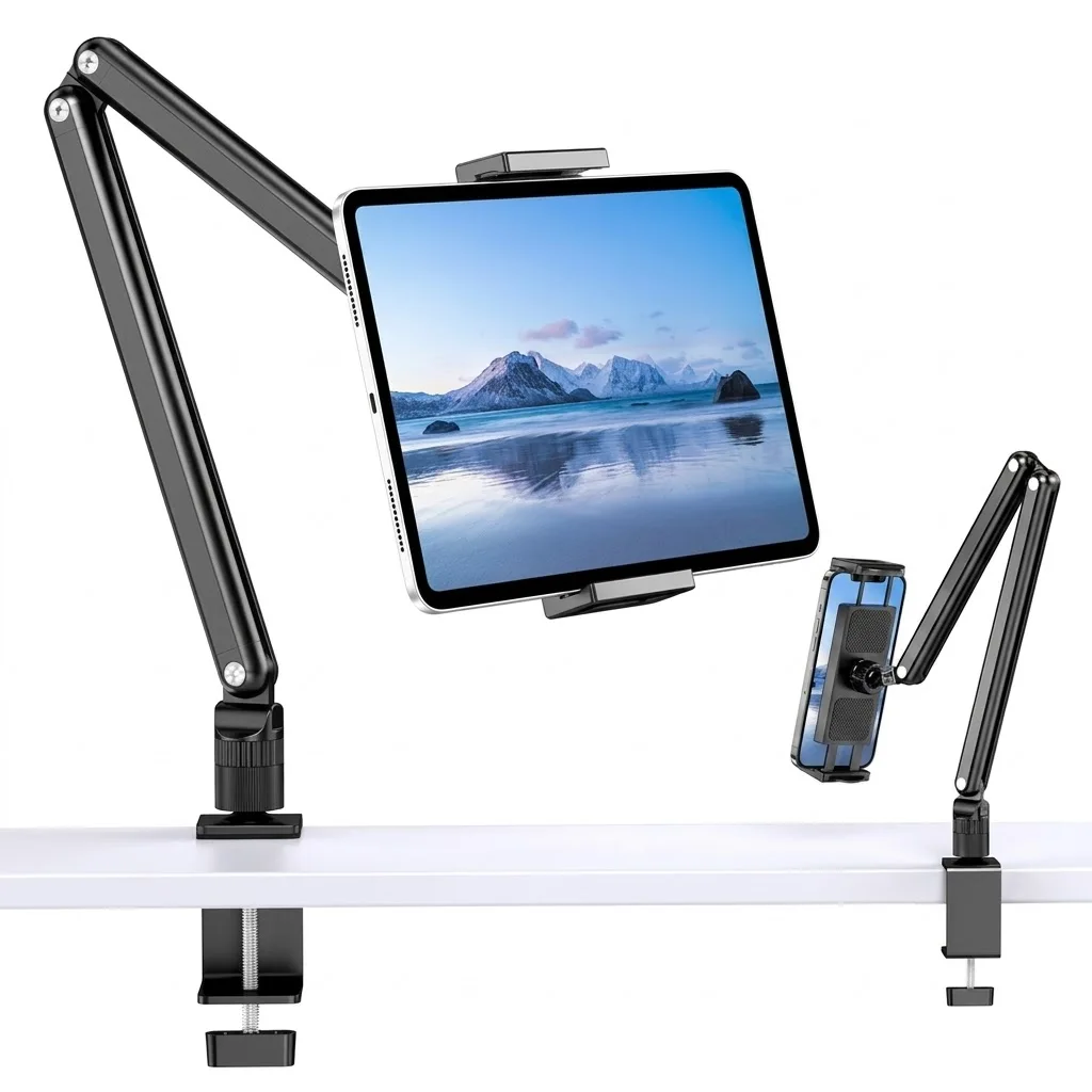 Tablet Stand for Desk, Adjustable iPad Holder for Bed, 360° Rotation Aluminum Tablet Arm Mount for 4.7"-15.6" iPad Pro/Air/Mini
Tablet Stand for Desk, Adjustable iPad Holder for Bed, 360° Rotation Aluminum Tablet Arm Mount for 4.7"-15.6" iPad Pro/Air/Mini
