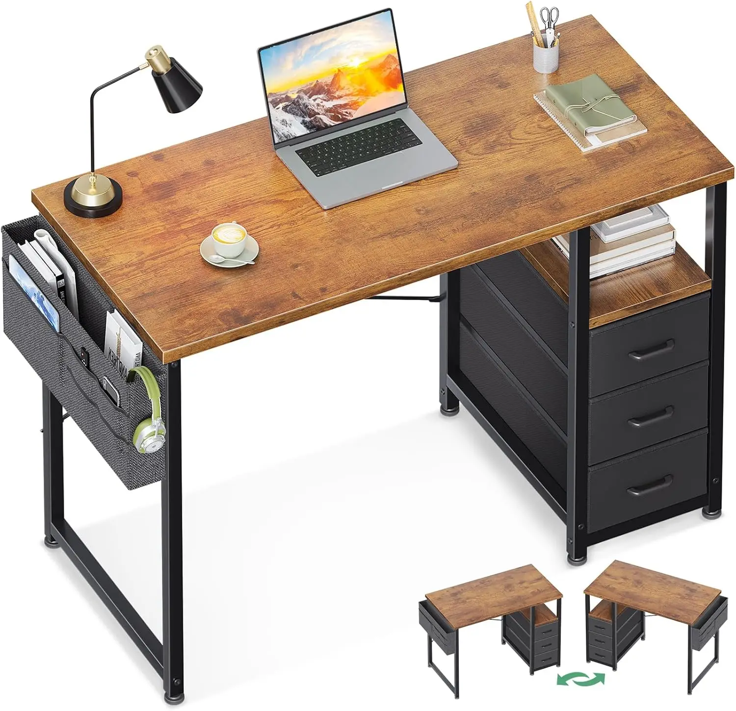 40" Small Computer Desk with Fabric Drawer, Kids Study Writing Desk for Bedroom, Home Office Desk with Storage Shelf & Bag
40" Small Computer Desk with Fabric Drawer, Kids Study Writing Desk for Bedroom, Home Office Desk with Storage Shelf & Bag