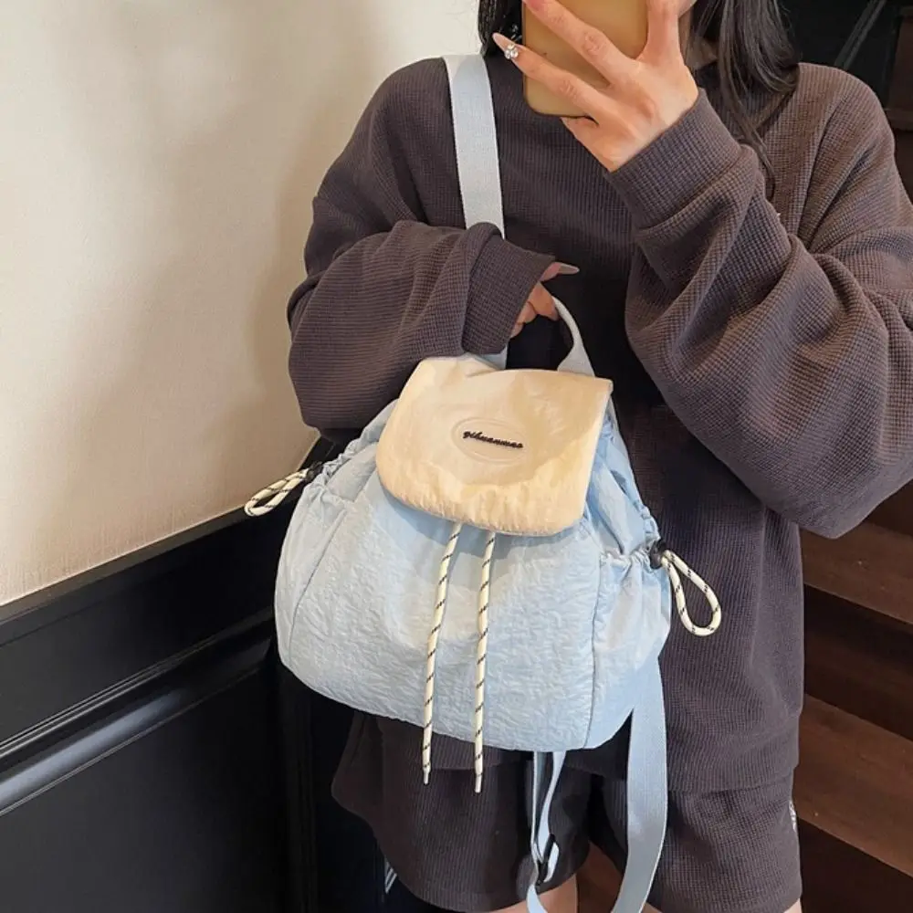 Портативный женский нейлоновый рюкзак на шнурке, водонепроницаемый повседневный рюкзак с несколькими карманами, однотонный, с ручкой 
Портативный женский нейлоновый рюкзак на шнурке, водонепроницаемый повседневный рюкзак с несколькими карманами, однотонный, с ручкой