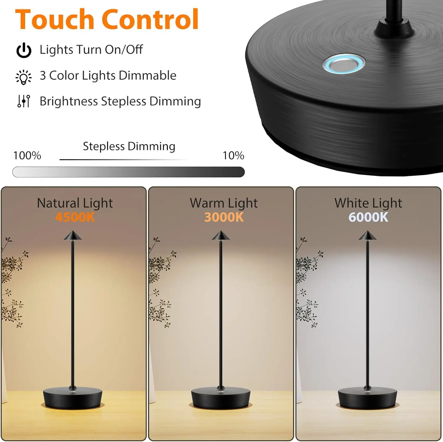 Led Cordless Table Lamps Rechargeable, Outdoor 6000Mah Battery Operated Portable Table Light 3 Color Stepless Touch Dimmable
Led Cordless Table Lamps Rechargeable, Outdoor 6000Mah Battery Operated Portable Table Light 3 Color Stepless Touch Dimmable