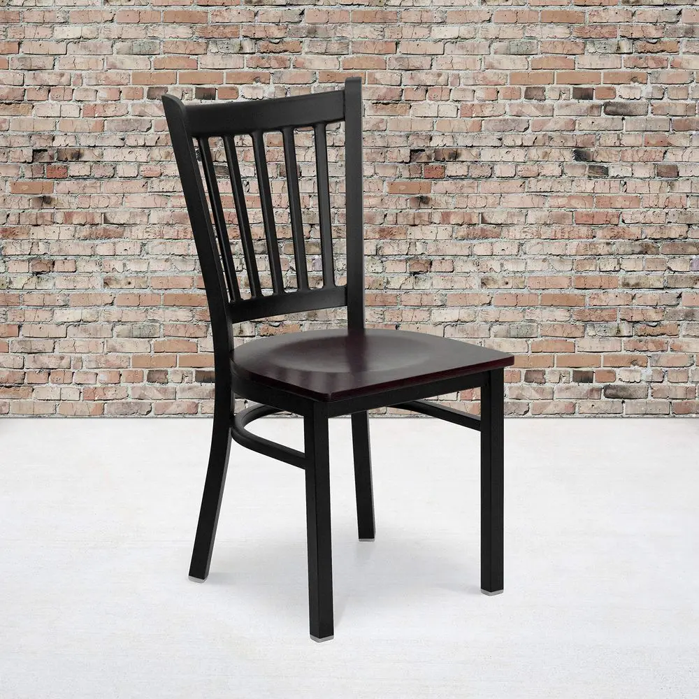 Black Vertical Back Metal Restaurant Chair Mahogany Wood Seat
Black Vertical Back Metal Restaurant Chair Mahogany Wood Seat