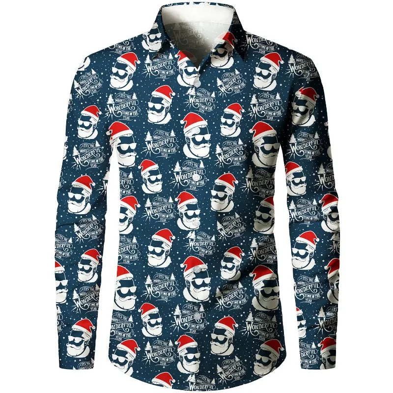 Christmas hat casual men's shirt daily autumn and winter lapel long sleeve men's street Christmas party long sleeve shirt
Christmas hat casual men's shirt daily autumn and winter lapel long sleeve men's street Christmas party long sleeve shirt