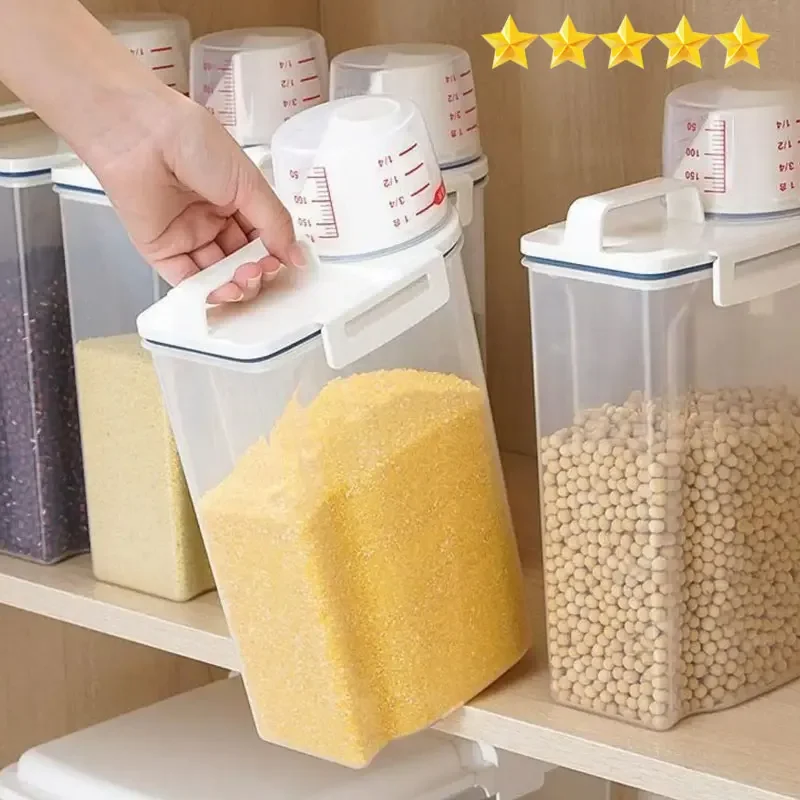 【Hot sales】1pc Rice And Grains Food Storage Canister With Measuring Cup, Kitchen Moisture-proof And Insect-proof Dust-proof
【Hot sales】1pc Rice And Grains Food Storage Canister With Measuring Cup, Kitchen Moisture-proof And Insect-proof Dust-proof