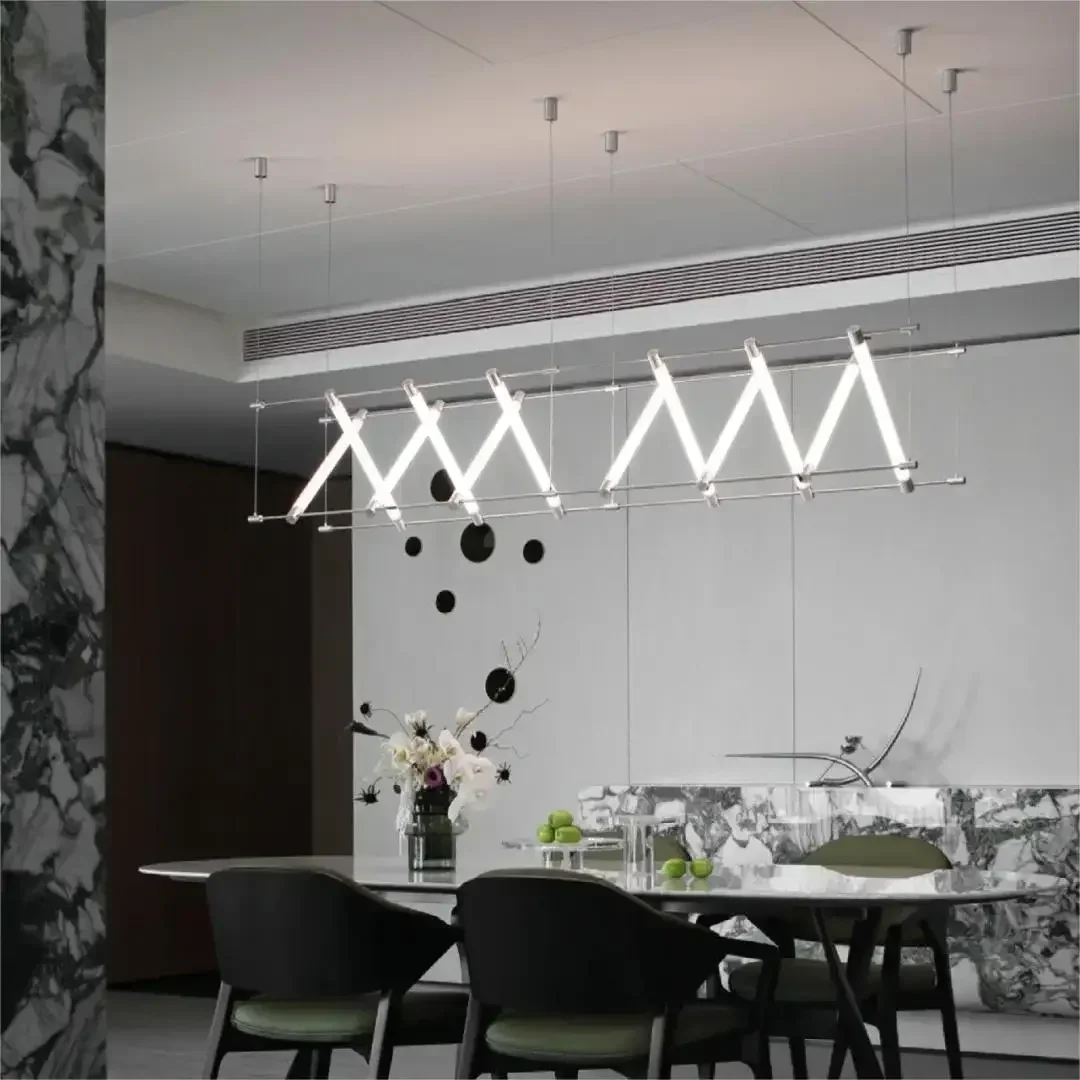 Hanging Pendant Silver LED Long Light for Dining Room Restaurant Chandelier Ceiling Mounted Lamp for Kitchen
Hanging Pendant Silver LED Long Light for Dining Room Restaurant Chandelier Ceiling Mounted Lamp for Kitchen