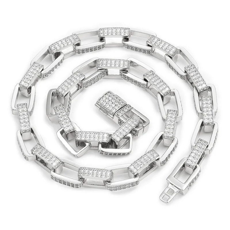 S925 Sterling Silver Square Box Chain Necklaces Bling Iced Out Link Chain for Men Hip Hop Rapper jewelry Drop Shipping
S925 Sterling Silver Square Box Chain Necklaces Bling Iced Out Link Chain for Men Hip Hop Rapper jewelry Drop Shipping