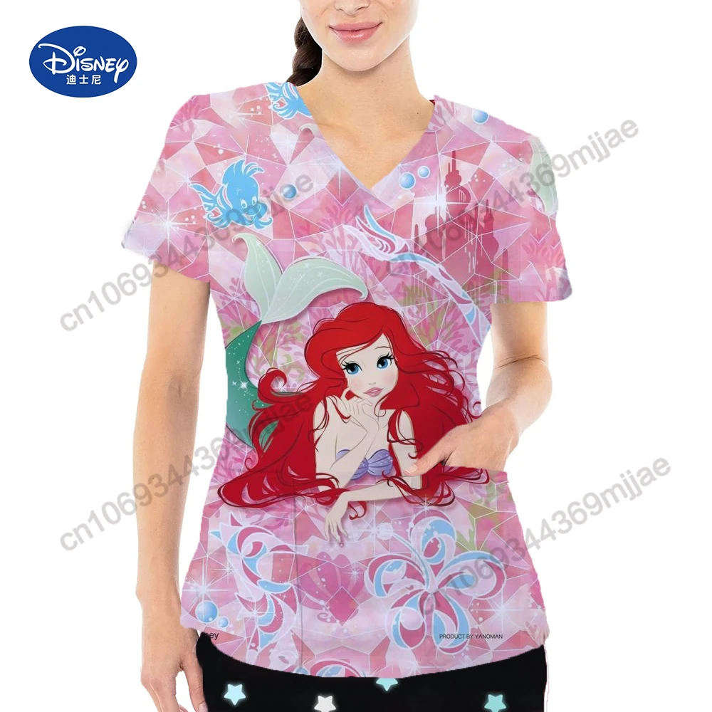 Summer Disney Cartoon Pattern Printed T-shirt V-neck Double Pocket Design Casual Women's Nurse Uniform comforable Women T-shirt
Summer Disney Cartoon Pattern Printed T-shirt V-neck Double Pocket Design Casual Women's Nurse Uniform comforable Women T-shirt