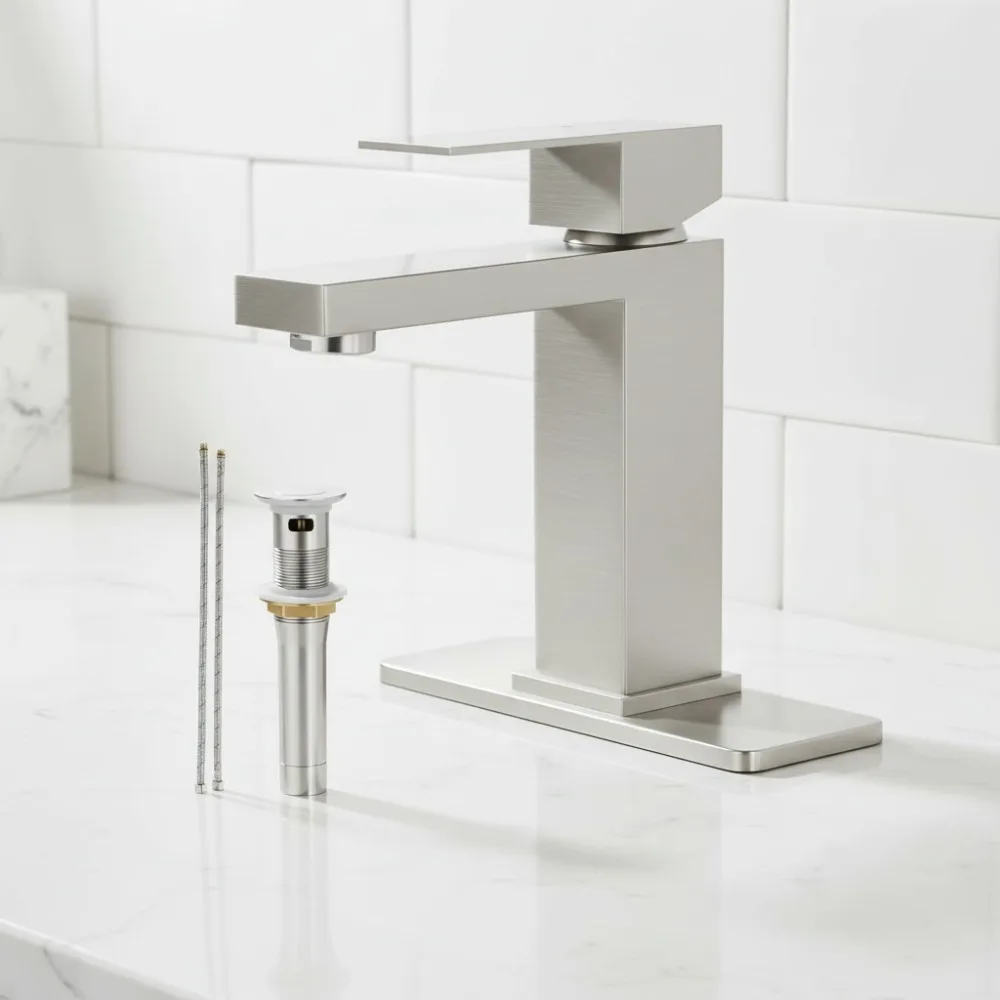 Brushed Nickel Single Handle Bathroom Faucet with Pop-Up Drain, Stainless Steel 1 Hole Vessel Sink Faucet for Vanity RV Restroom
Brushed Nickel Single Handle Bathroom Faucet with Pop-Up Drain, Stainless Steel 1 Hole Vessel Sink Faucet for Vanity RV Restroom