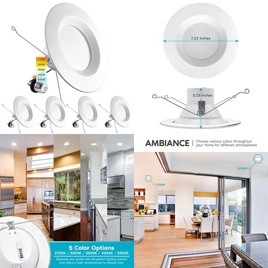 5/6 Inch LED Recessed Retrofit Downlight, 14W=90W, CCT Color Selectable 2700K 3000K 3500K 4000K 5000K, Dimmable Can Light, 1100
5/6 Inch LED Recessed Retrofit Downlight, 14W=90W, CCT Color Selectable 2700K 3000K 3500K 4000K 5000K, Dimmable Can Light, 1100