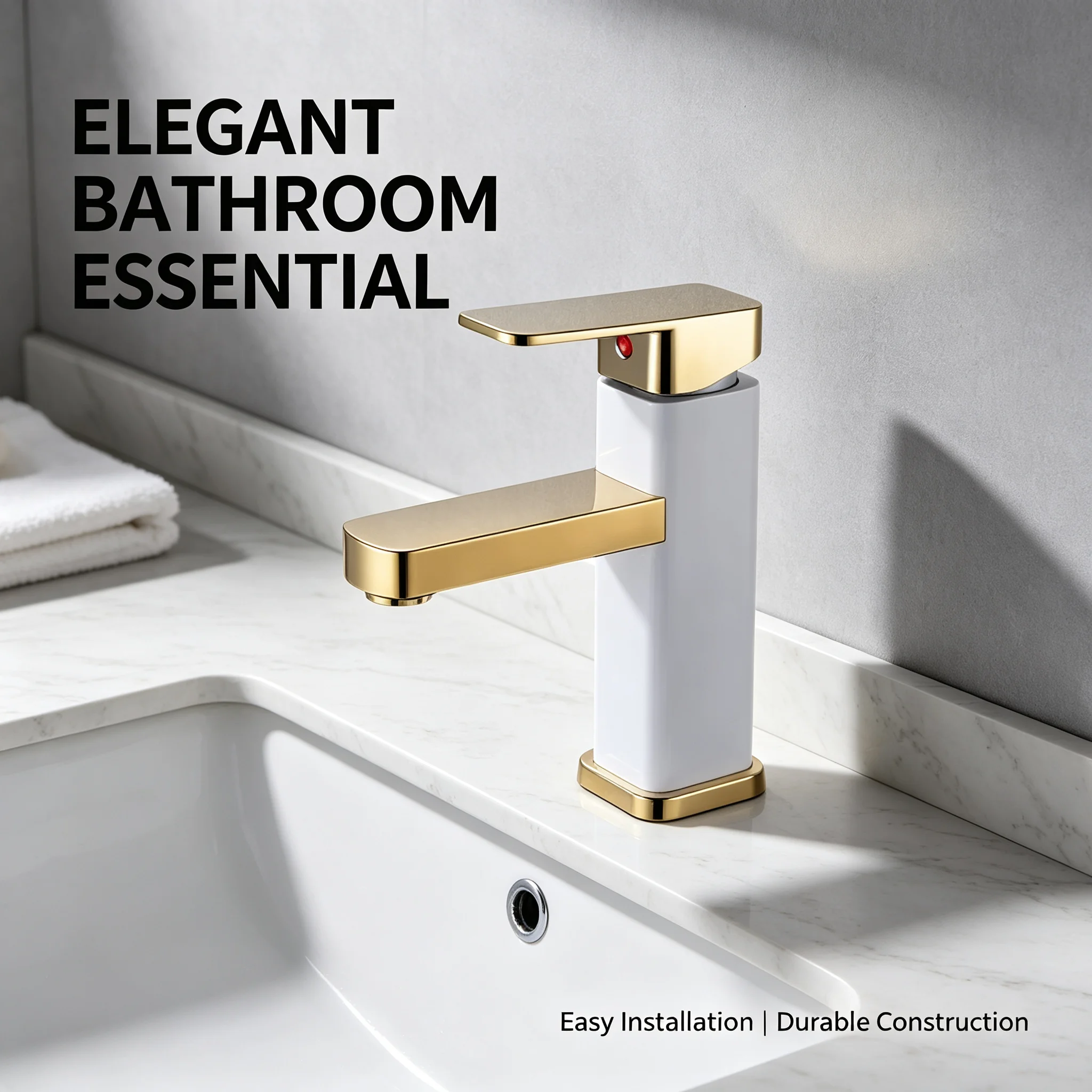 Elegant White Gold Wash Basin Faucet Single Handle Square Shape Bathroom Tap with Hot Cold Water Mix for Hotel & Home Decor
Elegant White Gold Wash Basin Faucet Single Handle Square Shape Bathroom Tap with Hot Cold Water Mix for Hotel & Home Decor