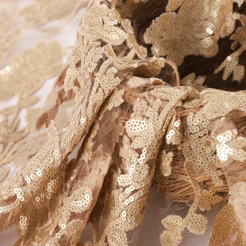 Mesh Sequin Embroidery Plant Pattern Lining Wedding Dress Lace Fabric Three-Dimensional
Mesh Sequin Embroidery Plant Pattern Lining Wedding Dress Lace Fabric Three-Dimensional