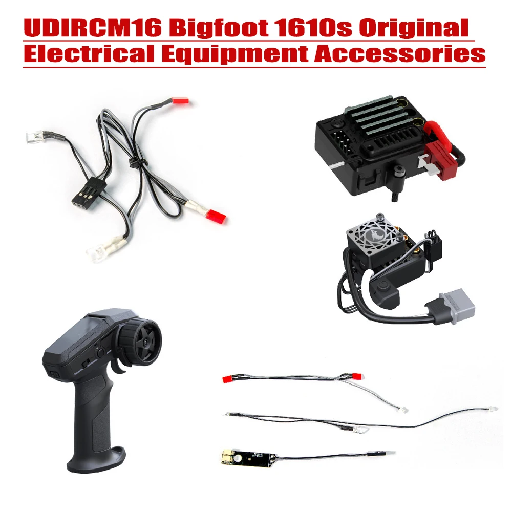 UDIRC M16 Bigfoot 1610s Original Factory Electrical Equipment Accessories/Motors/ESC/Receiver/Servo/Light Assembly
UDIRC M16 Bigfoot 1610s Original Factory Electrical Equipment Accessories/Motors/ESC/Receiver/Servo/Light Assembly