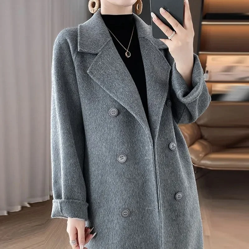 Femme, двубортная смешанная куртка, осень-зима, женская мода, двусторонний шерстяной топ, корейское женское шерстяное пальто с длинными рукавами
Femme, двубортная смешанная куртка, осень-зима, женская мода, двусторонний шерстяной топ, корейское женское шерстяное пальто с длинными рукавами